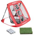 Rukket Pop Up Golf Chipping Net | Outdoor/Indoor Golfing Target Accessories and Backyard Practice Swing Game with 12 Foam Training Balls, Turf Hitting Mat and Carry Bag