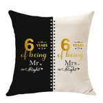 6th Wedding for Her Him Cushion Cover Anniversary 6 Years of Marriage Throw Pillow Gift for Couple Gifts for Husband Wife 6th Anniversary Present (6th)