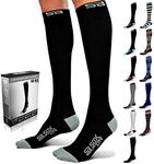 SB SOX Lite Compression Socks (15-20mmHg) for Men & Women – Best Socks for All Day Wear! (Black/Gray, L/XL)