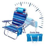 SUNNYFEEL Reclining Beach Chair, 5-Position Lay Flat Lounge Chair, Lightweight Folding Recliner Low Beach Chairs for Adults, Versatile Beach Backpack Chair for Sand, Lawn, Sunbathing, Camping & More