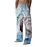 FUMOOD Mens Casual Pants Cotton Linen Tapered Leg Drawstring Rainbow Color Loose Fit Summer Plus Size Yoga Beach Pants Fashion 3D Printed Lounge Trousers with Pockets