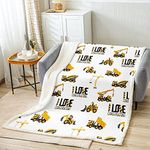 Kids Cute Cars Sherpa Blanket Cartoon Construction Vehicles Plush Blanket Machinery Bulldozer Crane Hauler Dumper Fleece Throw Blanket Funny Quotes Fuzzy Blanket for Sofa Bed,Single 50x60 Inch