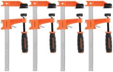 Jorgensen 6 inch Bar Clamp Set, 4 Pack Steel F Clamp Light Duty, 300 lbs Load Limited, for Woodworking, Metalworking, DIY