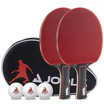 JOOLA Duo PRO Table Tennis Set of 2 Table Tennis Bats + 3 Balls + Cover Red / Black 6 Pieces