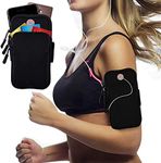 Rayaan ™ Phone Armband Sleeve: Running Sports Arm Band Strap Holder Pouch Case for Exercise Workout Compatible with iPhone 5S SE 6 6S 7 8 Plus X 11 12 iPod Android Samsung Galaxy S5 S6 S7 S10- Black