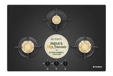 Faber 3 Burner 78Cm HOB |Auto Ignition | HOB PRIME HT783 CRS BR CI AI |Metal Knobs| Cast Iron Pan Support|HOB/Cooktop Hybrid|Black Glass Finish |5 Yrs Warranty On Glass,Valve & 2 Yrs On Burner