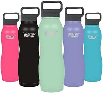 Healthy Human Stainless Steel Curve Water Bottle | 100% BPA Free Thermos for Kids & Adults | Vacuum Insulated Water Bottles | Metal Bottles with Leak Proof Lid (21 oz/ 621 ML, Seamist)