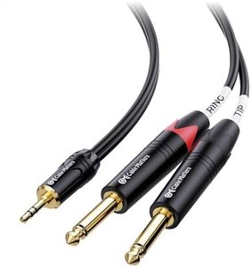 Cable Matters Mini Jack to Dual Jack Cable 1.8 m, 3.5mm to 6.35mm Audio Cable, 3.5mm TRS to Dual 6.35mm TS Breakout Cable, Mini Jack to 1/4 inch Jack, Stereo Jack to 2 Mono Jacks