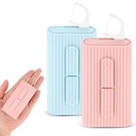 Andibro Portable Dental Floss Boxes, 2pcs Dental Floss Case Floss Pick Dispenser Refillable Floss Holder Travel Oral Care Tool for Teeth Cleaning 10 Adult Floss Picks in Each Case(Blue+Pink)