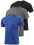 Star Vibe 3 Pack Men's Dry Fit T Shirt Moisture Wicking Athletic Tees Exercise Fitness Activewear Short Sleeves Gym Workout Top Black/Dark Grey/Dark Blue 3XL