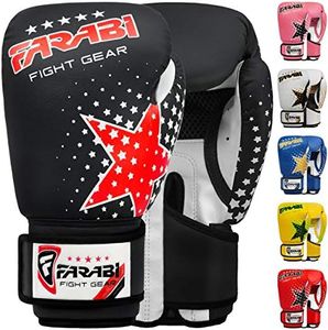 Farabi Sports Boxing Gloves for Kids 6-oz Youth Boxing Gloves MMA Muay Thai Kids Boxing Gloves Best for Training on Punching Bag, Focus Pads Practice (Black)