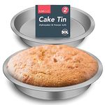 SOL 8 Inch Cake Tin Set of 2 for Baking 3.5cm Deep 8 Inch Round Cake Tin Stainless Steel Cake Tin for Brownies, Cake, Lasagne, Pie 8 Inch Cake Tins Sponge Cake Tins Baking Cake Tins Durable Cake Mould