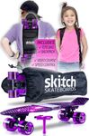 SKITCH Complete Skateboard Gift Set for Beginner Girls and Boys of All Ages with 22 Inch Mini Cruiser Board + All Accessories (Purple Galaxy)