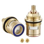 Wussh Hot and Cold Pair 3/4'' of Bath Basin Tap Cartridge Replacement Faucet Valve Quarter Turn 50MM 20 Teeth with Solid Brass Screws