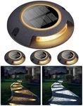 2 Colors in 1 Solar Deck Lights, FabStyl Solar Driveway Lights Dock Lights Waterproof Marker Lights for Outdoor, Stair, Lawn, Pathway, Deck, Sidewalk, Yard, Step (Single Side, 4 Pack)