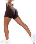 Unthewe Workout Butt Lifting Shorts for Women High Waisted Seamless Gym Yoga Booty Shorts, Scrunch Chocolate, Small