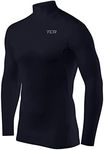 TCA Boys' HyperFusion Compression Base Layer Top Long Sleeve Under Shirt - Mock Neck - Navy Blazer, 12-14 Years (Boys X-Large)