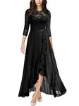 MIUSOL Women's Elegant Scoop Neck Floral Lace Formal Wedding Maxi Dress (Small, Black)