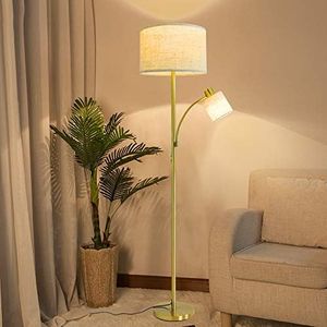 Depuley Floor Lamps, Modern Tall Pole Light, Adjustable Reading Light, Vintage Standing Lamp, Indoor Floor Lamp, Rustic Bedside Lamp for Bedroom, Study Room, Living Room, Office (Gold)