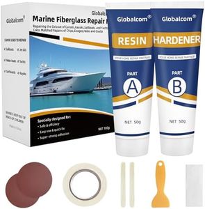 Globalcom Fiberglass Boat Repair Kit White, Gel Coat Repair Kit for Boats, Marine Fiberglass Repair Kit for Boats, Epoxy Filler for Boats, Fiberglass Repair Kit Fix Holes Chips Pit Cracks