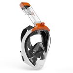 G2RISE Full Face Snorkel Mask Adult, Snorkel Set Adult Men and Women, Masque de Plongée Adulte, Detachable Snorkeling Tube, Anti-Leak, 180°Panoramic View (Black Orange, S/M)