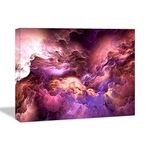 Looife Colorful Abstract Canvas Wall Art, 16x12 Inch Purple and Pink Smoke Clounds Textured Picture Prints Wall Decor, Modern Art Deco Home Decoration for Living Room, Bedroom and Office