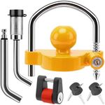 METOWARE Keyed Alike Trailer Lock Set: Universal Trailer Coupler Lock, 2 Dual Bent Pin Trailer Hitch Locks (1/2" & 5/8") and Trailer Tongue Lock - 3-Piece Anti-Theft Towing Security Kit, Yellow