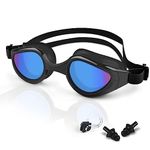 BROTOU Swimming Goggles, Anti Fog Swim Goggles with UV, Clear Wide View Goggles Unisex for Men/Women and Kids (Black)