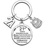 AMZQ Birthday Keyring Birthday Gifts for Women Men Boys Girls Inspirational Keychain Gifts for Family (21st)