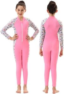 DEHAI Dive Skins Suit Full Body Swimsuit for Kids and Youth, Boys and Girls Thin Rash Guard Wetsuit Drysuits Front Zipper Long Sleeve Water Sports for Waterski Diving Swimming Kayaking Surfing