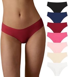 SHARICCA Women Seamless Cheeky Bikini No Show Panties Ladies Invisible Breathable Briefs Soft Stretch Underwear Multi Pack,XS,7P21