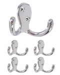 Double Robe Hook 5 Pack Chrome with Screws Wall Mounted Towel Scarf | HOWTOOL