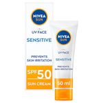 NIVEA Sun UV Face Sensitive SPF 50 Cream (50ml), Sunscreen Protects Against UVA/UVB Rays and Premature Skin Ageing, Sun Cream for Sensitive Facial Skin