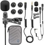 2*HD Lavalier Lapel Microphone Full Accessories Pack DREAMGRIP LAV PRO for iPhone, Samsung, Any Other Phones with Extensions, Invisible Mic Holders & More, Best Studio-Quality Sound Kit for Youtubers