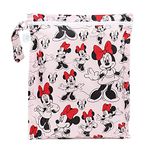 Bumkins Waterproof Wet Bags for Baby, Disney Minnie Mouse, Travel, Swimsuit, Cloth Diapers, Pump Parts, Gym Clothes, Toiletries, Strap to Stroller, Zipper Reusable Bag