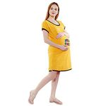 Sillyboom First Time Mommy Graphic Print Maternity Tunic Top for Pregnant Women, T-Shirt Women's Night Dress for Pre and Post-Pregnancy (Mango, XL)