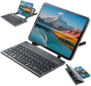 QUZZZRING Foldable Keyboard with Universal Stand,Bluetooth Keyboard for iPhone for iPad for Mac for Android for Windows for iOS,Holder for Any Brand Any Size Phone&Folding Screen Phone&Tablet(Gray)