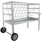 Solution4Patio Galvanized Steel Livestock Feeder W/Wheels, 2 in 1 Hay & Grain/Salt Feeder, Heavy-Duty Large Capacity Sheep Feeding Cart, Easy to Clean for Goats, Sheep, Horse, Ponies #B808A01-CA