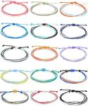 Palotay 6/15PCS Summer Surfer String Woven Anklet Bracelets Adjustable Handmade Waterproof Braided Bracelet String Beach Boho Anklet Bracelets Friendship Colorful Woven Rope Jewelry for Women Girls, 7