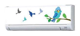 VVWV Birds Group AC Printed Sticker Air Conditioner Split Decals for Home Living Bed Room Office Shops Ac Fridge Wall Multicolored Printed Stickers Standard Size (for All Models/Sizes/Brands)