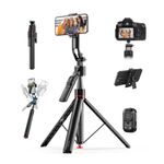 Auto Face Tracking Selfie Stick Tripod by MMOBIEL - 360° Ai Stand with Gesture Control, Bluetooth 5.4 & Snap-Out Remote - 1.76m Extendable, Auto Pop-Open Tripod for iPhone, Android, GoPro, Camera