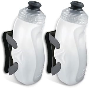 Amphipod RunLite Xtech Hydration System, Dual 10.5 oz Hydraform Water Bottles for Running, Marathons & Endurance Training (Jett-Lock Cap) - Clear/Charcoal - 2 x 10.5 oz