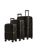 ANTLER - Single Stripe Hard Shell Suitcase Set - Cabin, Medium & Large, Durable & Lightweight, 4 Spinner Wheels - Adjustable Handle, TSA Lock, Black