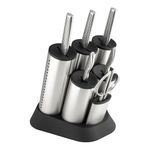 Global Cylinder Engine 7-Piece Knife Block Set, Classic Knives Made in Japan: Stainless Steel Kitchen Knives Chefs Knife, Bread Knife, Carving Knife, Utility & Paring Knives, Kitchen Shears, G-2020/7B