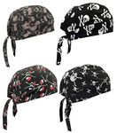 Cotton Doo Rags Skull Beanie Hat Bandana Motorcycle Dew Rag Hard Hats Liner Welder Chef Do Rags for Men and Women, Skull Styles, One Size-3X-Large