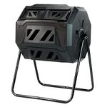 KCT 160L Rotating Garden Compost Tumbler Dual Compartment Tumbling Composter Black