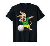 Dabbing Dog Brazil Volleyball Fans Jersey Brazilian Flag Art T-Shirt