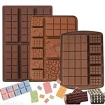 MoldBerry Chocolate Bar Mould Silicone Chocolate Bar Moulds Multiple Shapes Mini Heart Cracks Small Cadbury Mold for Cake Decorating Candy Jelly Chocolate Waffle Size (19.8 x14 x 1 Cm)