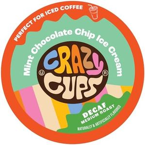 Crazy Cup Decaf Flavored Coffee Pods, Decaffeinated Mint Chocolate Chip Ice Cream Coffee Pods for K Cup Keurig Machines, Brew Hot or Iced, 22 Count