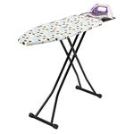 LIWSHWZ Ironing Board with Sturdy Steel Frame and Thick Pad, Heat Resistant Cover Foldable Iron Board, (12 x 36 Inches) 6 Levels Height Adjustable for Home Laundry (Color Polka Dots)